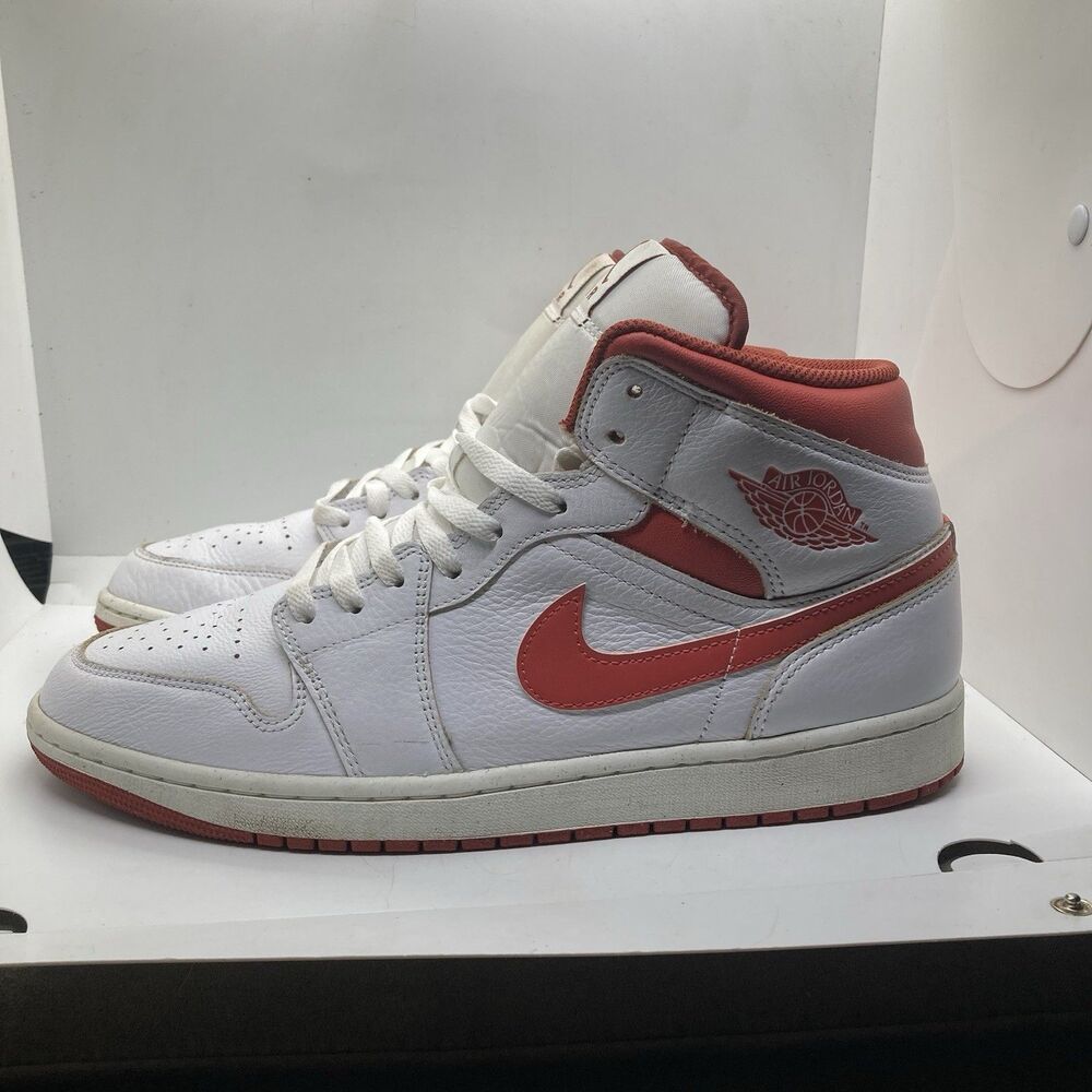 Nike Air Jordan 1 Mid SE Men's Size 12 White Lobster Dune Red Shoes Sneakers